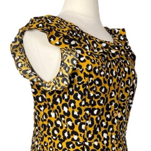 Who What Wear Midi Dress Ruffle Collar Yellow Leopard Women’s Plus Size XXL - Picture 7 of 13